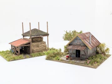 Handgemaakt - Diorama Handgemaakte landelijke schuur met, Nieuw