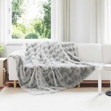 vidaXL Antislip deken van imitatie konijnenbont Olite Grijs, Verzenden, Nieuw, Grijs
