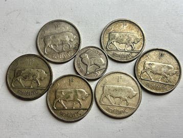 Ierland. 1 Shilling - 3 pence 1933-1941 (Lot de 7 monnaies)