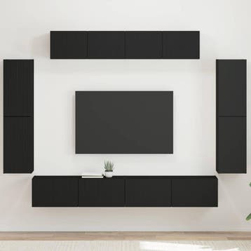 vidaXL TV-kast 8 st Zwart, Verzenden, Nieuw, Minder dan 50 cm, Minder dan 100 cm