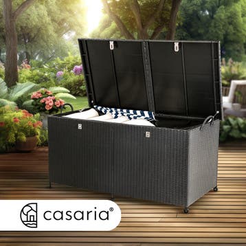 Polyrotan Kussenbox Zwart 150x77x73cm met Wielen, Verzenden, Nieuw