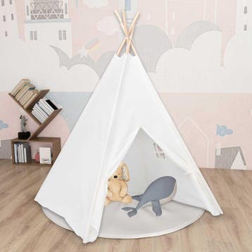 vidaXL Kindertipitent met tas 120x120x150 cm peachskin wit, Kinderen en Baby's, Speelgoed | Speeltenten, Verzenden, Nieuw