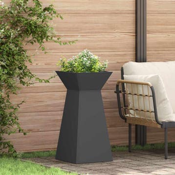 vidaXL Pilaar Plantenbak 2 st Zwart 35 x 35 x 73 cm, Verzenden, Minder dan 60 cm, Nieuw, Metaal