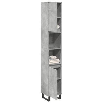 vidaXL Badkamerkast 30x30x190 cm bewerkt hout betongrijs, Verzenden, Nieuw