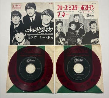 Beatles - Set of 2 Japanese Red Wax Singles (Japan) – “All, Nieuw in verpakking