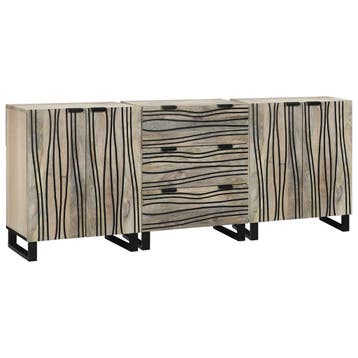 vidaXL Dressoir set 3 st Wit 180 x 33 x 75 cm Massief Mango, Huis en Inrichting, Badkamer | Badkamermeubels, Verzenden, Nieuw