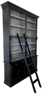 Boekenkast zwart - grijs Kesteren 170 x 260cm met trapje, Huis en Inrichting, Ophalen of Verzenden, Nieuw