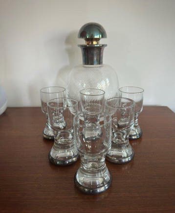 Argento 800 - Drankservies - Kristal - Dekanter + 6 glazen