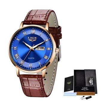 Ultradun Luxe Horloge voor Dames - Kalender Kwarts Roestvrij, Verzenden, Nieuw, Lige