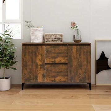vidaXL Dressoir 102x35x70 cm bewerkt hout gerookt, 100 tot 150 cm, Verzenden, Nieuw, 25 tot 50 cm