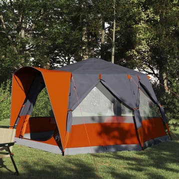 vidaXL Cabine Tent 5-Persoon Grijs en Oranje 333 x 317 x 194, Caravans en Kamperen, Tenten, Verzenden, Nieuw, Tot en met 2