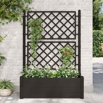 vidaXL Plantenbak met latwerk 100x43x142 cm PP antraciet, Kunststof, 100 cm of meer, Verzenden, Nieuw