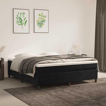 vidaXL Boxspring bed 180x200 cm fluweel zwart, Eenpersoons, Verzenden, Zwart, Nieuw