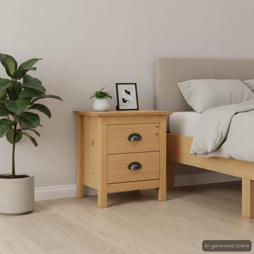 vidaXL Nachtkastjes 2 st Hill 46x35x49,5 cm massief, Minder dan 45 cm, Verzenden, Nieuw, Minder dan 55 cm