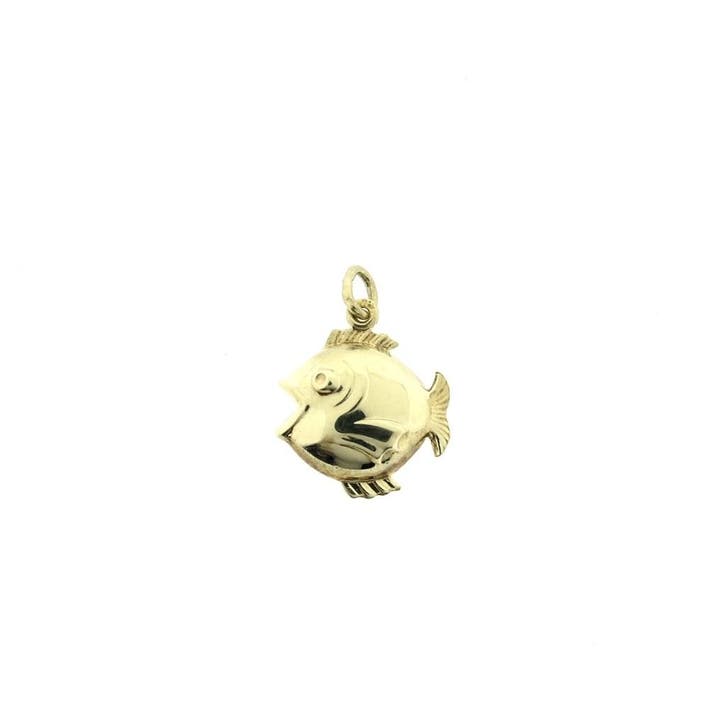 Gouden hanger van een vis. (Hanger of bedel), Sieraden, Tassen en Uiterlijk, Bedels, Gebruikt, Overige merken, Goud, Ophalen of Verzenden