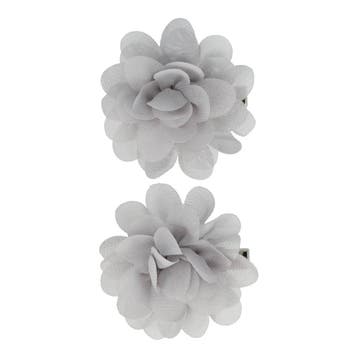 Haarspeld Duckklem 5cm – Haarbloem - Grijs - Set van 2, Nieuw