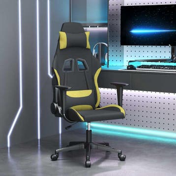vidaXL Massage gamestoel stof zwart en lichtgroen, Verzenden, Nieuw, Groen