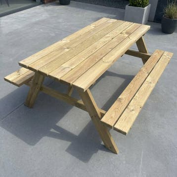 Picknicktafel 180cm Grenenhout Rechte Hoekplanken 6 Persoons, Verzenden, Nieuw, Hout