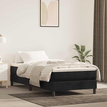 vidaXL Boxspring bed fluweel zwart 80x200 cm, Eenpersoons, Verzenden, Zwart, Nieuw