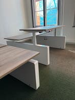 Duo Zit Sta Bureau Elektrisch - Wit Frame - Eiken Blad, Verzenden, In hoogte verstelbaar, Nieuw