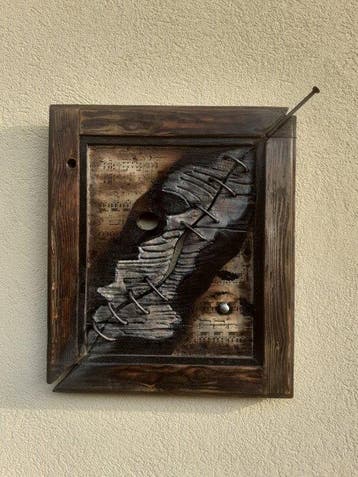 sculptuur, Armonia distopica - 42 cm - Hout, IJzer