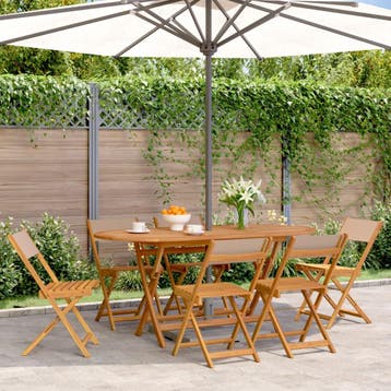 vidaXL Klapstoelen set van 6 stuks, taupekleurige stof en, Verzenden, Nieuw, Hout
