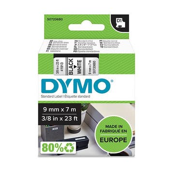Dymo S0720680 / 40913 tape zwart op wit 9 mm (origineel), Computers en Software, Printerbenodigdheden, Verzenden, Nieuw, Printertape