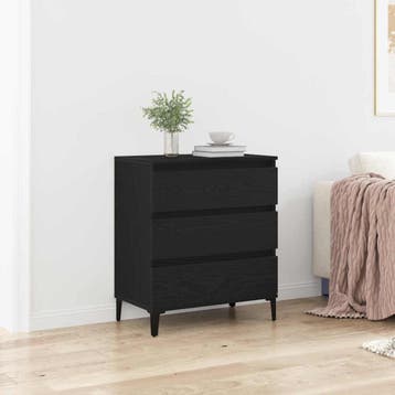 vidaXL Dressoir Zwart Eiken 60 x 35 x 70 cm Bewerkt hout, Verzenden, Nieuw, Overige houtsoorten, Minder dan 50 cm