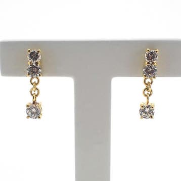 22 Karaat gouden Oosterse oorstekers met zirconia, Sieraden, Tassen en Uiterlijk, Oorbellen, Gebruikt, Ophalen of Verzenden, Met edelsteen