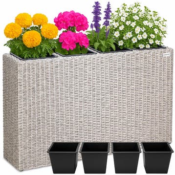Polyrattan Bloembak Creme 95x27x60cm (Voor in Huis), Huis en Inrichting, Verzenden, Nieuw