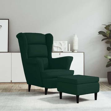vidaXL Fauteuil met voetenbank fluweel donkergroen, Verzenden, Nieuw