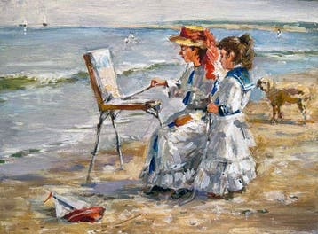 Mikhail Kraiev (1957) - Plage Normande - Fillettes Artistes