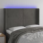 vidaXL Hoofdbord LED 147x16x118/128 cm fluweel donkergrijs, Verzenden, Nieuw, Grijs, Stof