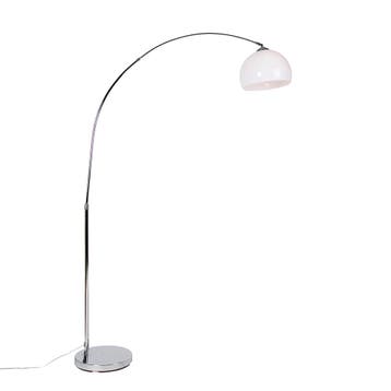 Moderne booglamp chroom met witte kap - Arc Basic, Verzenden, Nieuw, Modern