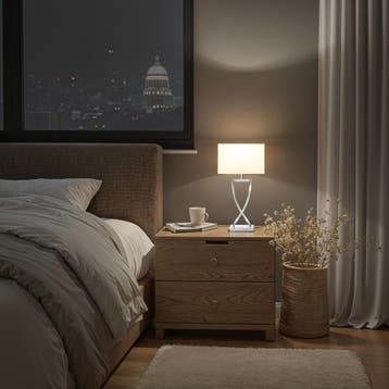 Tafellamp Avina, modern design, 60W - chroom, Verzenden, Nieuw