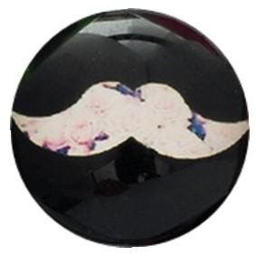 Fako Bijoux - Click Button - Glas - Snor Zwart/Wit, Verzenden, Nieuw