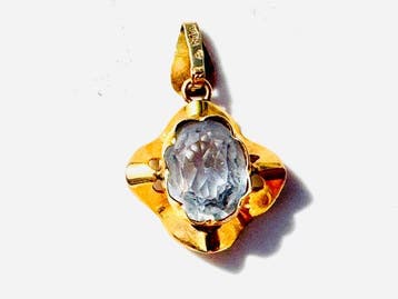 Hanger - 18 karaat Geel goud - 2.63ct. tw. Aquamarijn, Sieraden, Tassen en Uiterlijk, Antieke sieraden