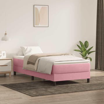 vidaXL Boxspring zonder matras fluweel roze 80x220 cm, Verzenden, Nieuw, Eenpersoons, Stof