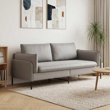 vidaXL 3-Zits Bank Lichtgrijs 222 x 81 x 89 cm fluweel, Huis en Inrichting, Verzenden, Stof, 200 tot 250 cm, Driepersoons