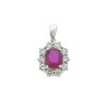 Witgouden hanger met roze spinel en diamant; 0,70 ct., Ophalen of Verzenden, Gebruikt, Goud, Overige merken