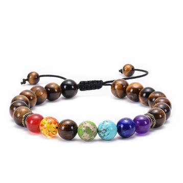 Armband verstelbaar met gemixte edelsteen waaronder tijge..., Ophalen of Verzenden, Nieuw, Kraal