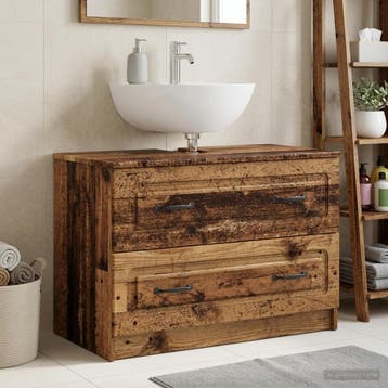 vidaXL Badkamer wastafelkast UTRECHT Oud hout 82 x 41 x 56, Verzenden, Nieuw, Wastafelkast
