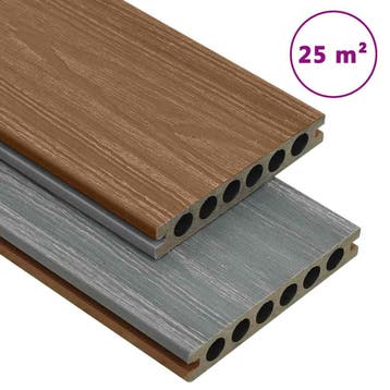 vidaXL Terrasplanken met accessoires 25 m² 4 m HKC bruin en, Verzenden, Nieuw