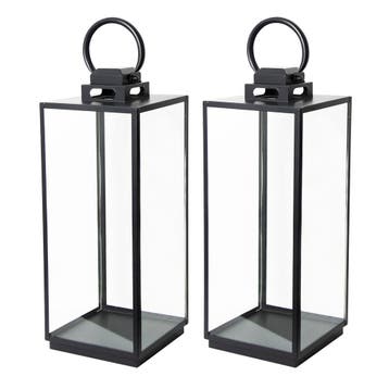 Set van 2 Michigan Windlicht Zwart Large Tuinaccessoires, Verzenden, Nieuw