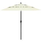 vidaXL Parasol 3-laags met aluminium paal 2,5 m zandkleurig, Tuin en Terras, Verzenden, Nieuw, 2 tot 3 meter