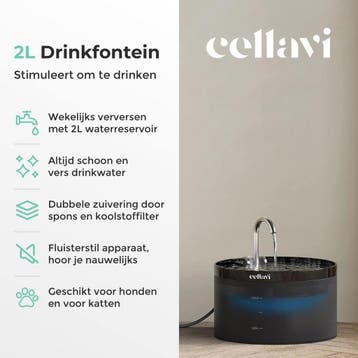 Cellavi R3A-X - Draadloze RVS Drinkfontein Kat met Sensor -, Dieren en Toebehoren, Ophalen of Verzenden, Nieuw