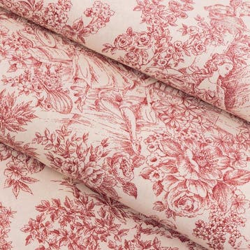 BA068 - Toile de Jouy Rosso Bordeaux - Franse elegantie -