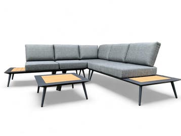 Loungeset / Hoekset Bergamo Antraciet met koffietafel, Ophalen of Verzenden, Nieuw, 5 zitplaatsen