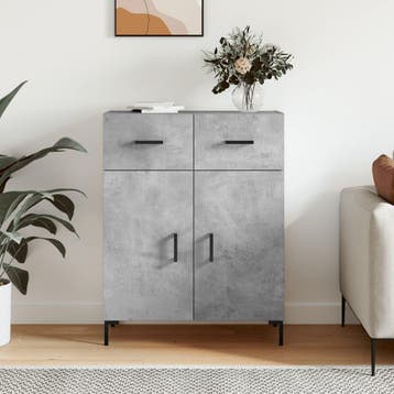vidaXL Dressoir 69,5x34x90 cm bewerkt hout betongrijs, Verzenden, Nieuw, Overige houtsoorten, Minder dan 50 cm
