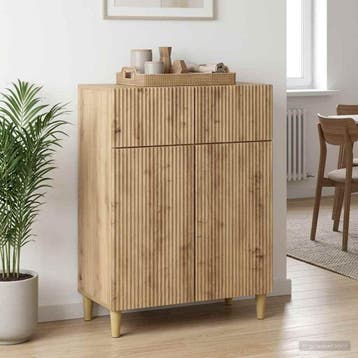 vidaXL Dressoir Artisanaal eiken 66 x 34,5 x 90 cm Bewerkt, Verzenden, Nieuw, Overige houtsoorten, Minder dan 50 cm